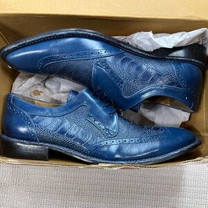 Elegant Blue Leather Oxfords for Men